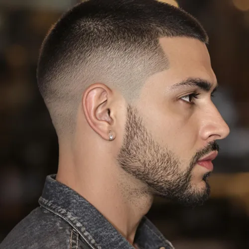 Buzz Cut oval face men