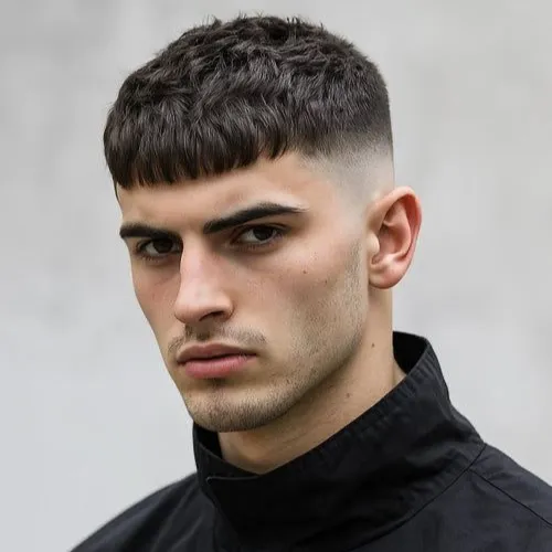 French Crop High Fade round face