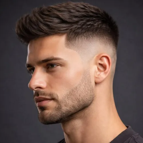 High Fade Quiff round face men