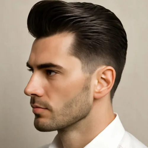Pompadour round face men