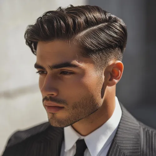 Side Part oval face men