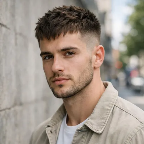 Textured Fringe round face men