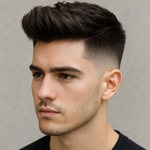 Side-Swept Undercut round face men